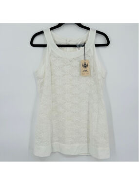 Virginie Castaway Louisy White Eyelet Tank Top M Button Back